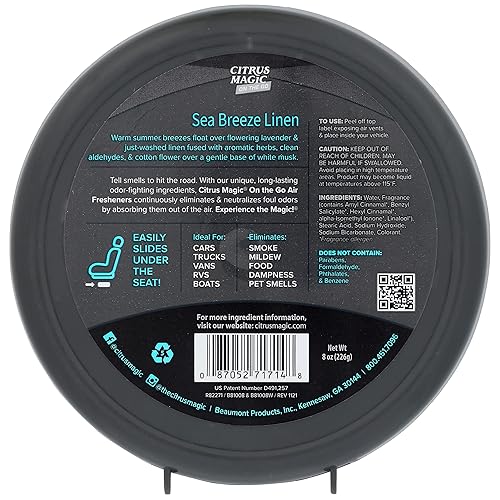 Miniatura 2 de Citrus Magic On The Go - Ambientador sólido absorbente de olores, Sea Breeze Linen, 8 onzas, paquete de 2