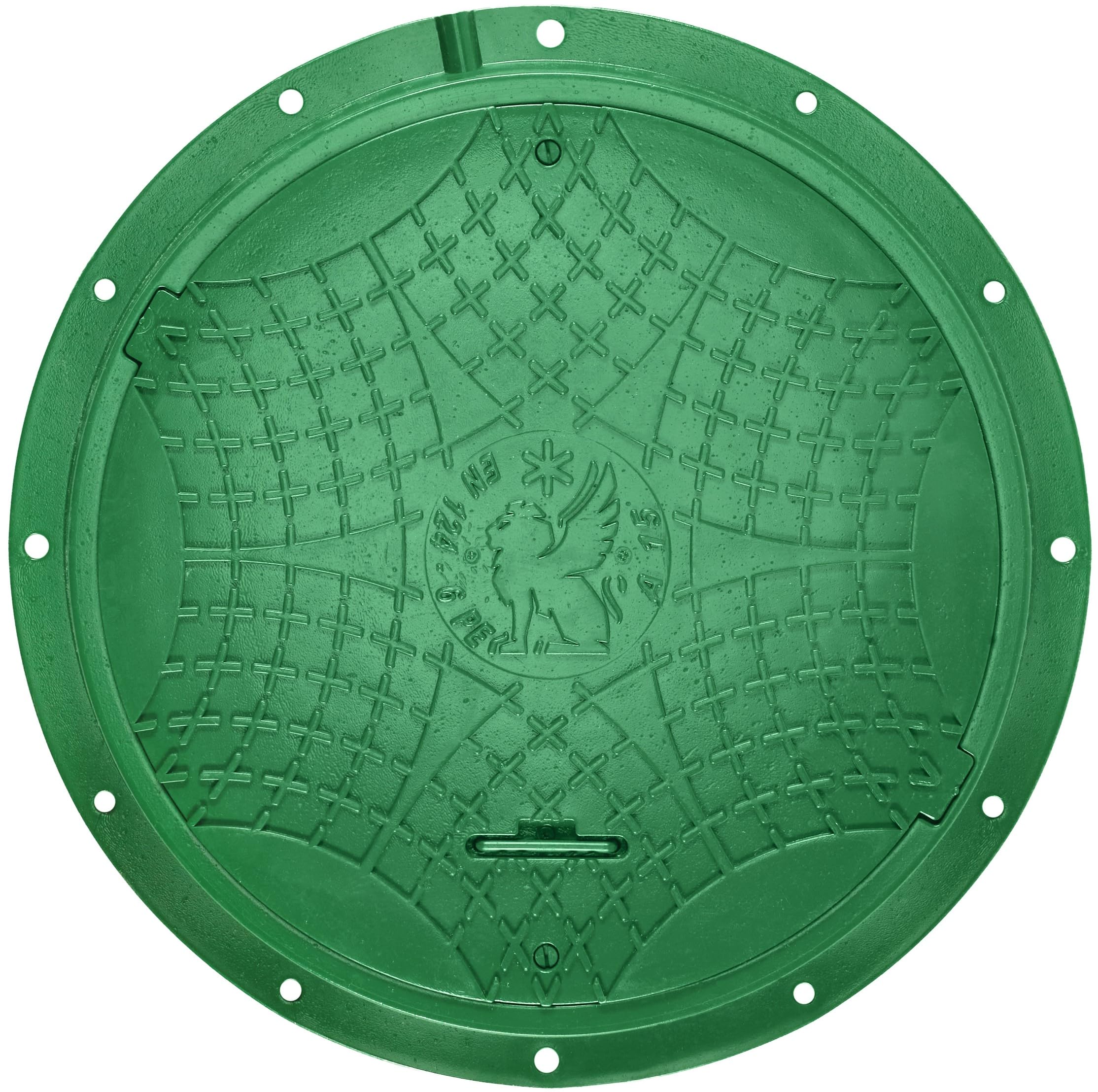 BABYLONPLAST Schachtabdeckung, Schachtdeckel DN600/800, 15kN - Hochbelastbarer Kunststoff Kanaldeckel, Ø 600/800mm, 1500 kg Belastung, mit Sicherungssystem, Frost- und Witterungsbeständig (Grün)