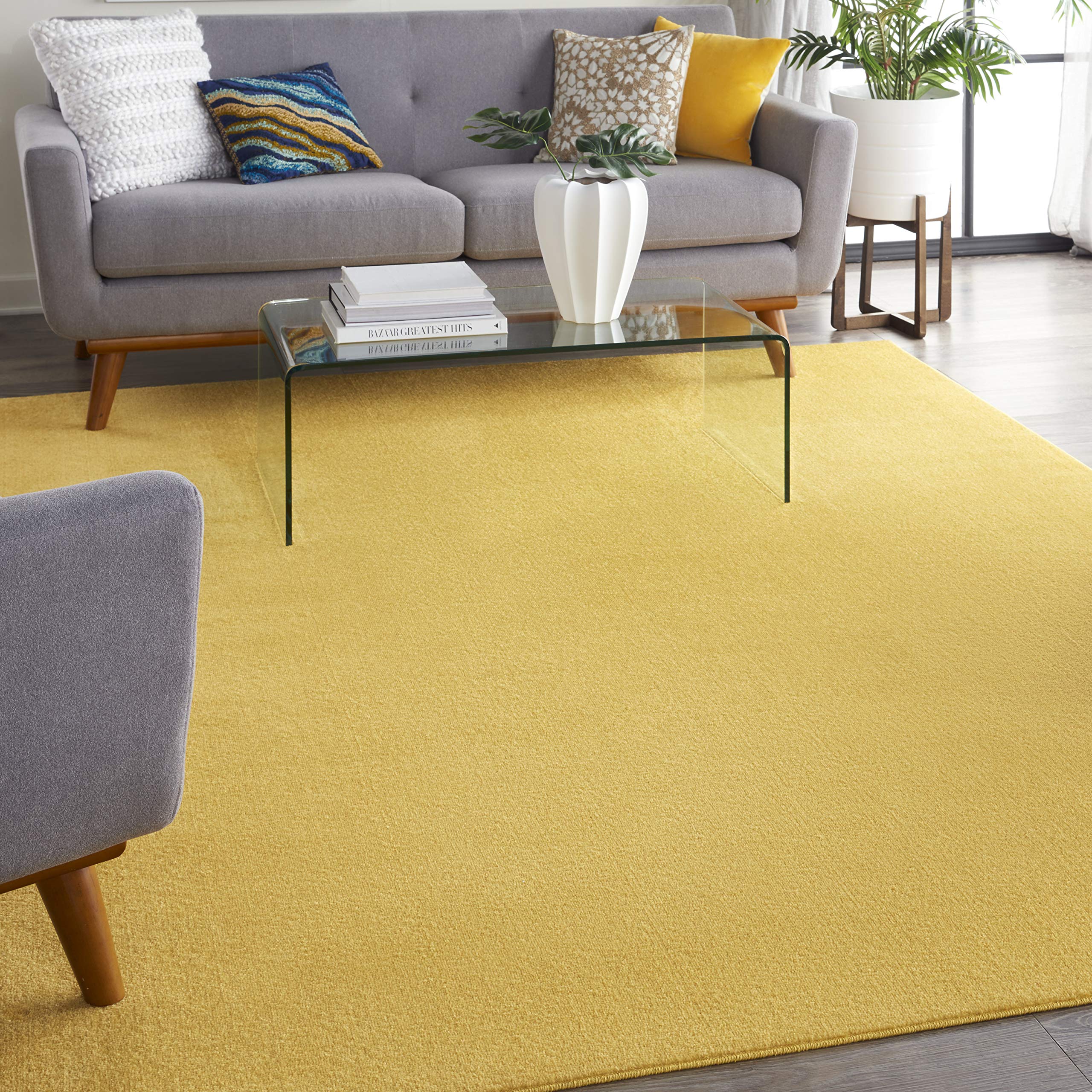 Nourison Home Nourison Essentials Yellow 10' x 14' Area Rug - Easy Clean, Non Shedding, Bed Room, Living Room, Dining Room, Kitchen (10' x 14')