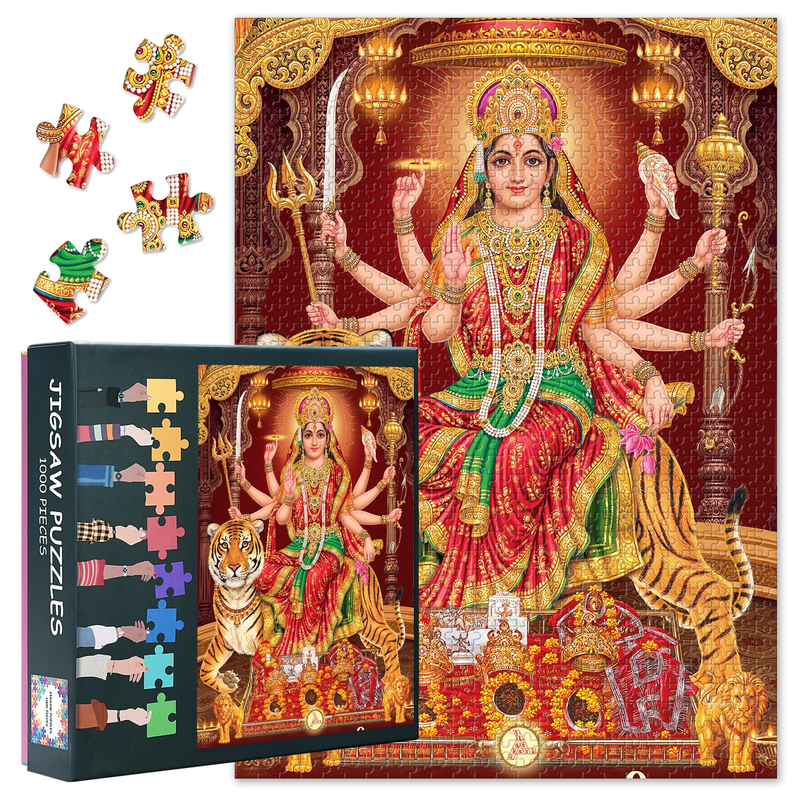 Durga Mata 1000-Piece Jigsaw Puzzle for Adults -Hindu God 50x70cm Collectible Mythical Art, Challenging Wall Decor for Home & Sophisticated Meditation Yoga Room Decor