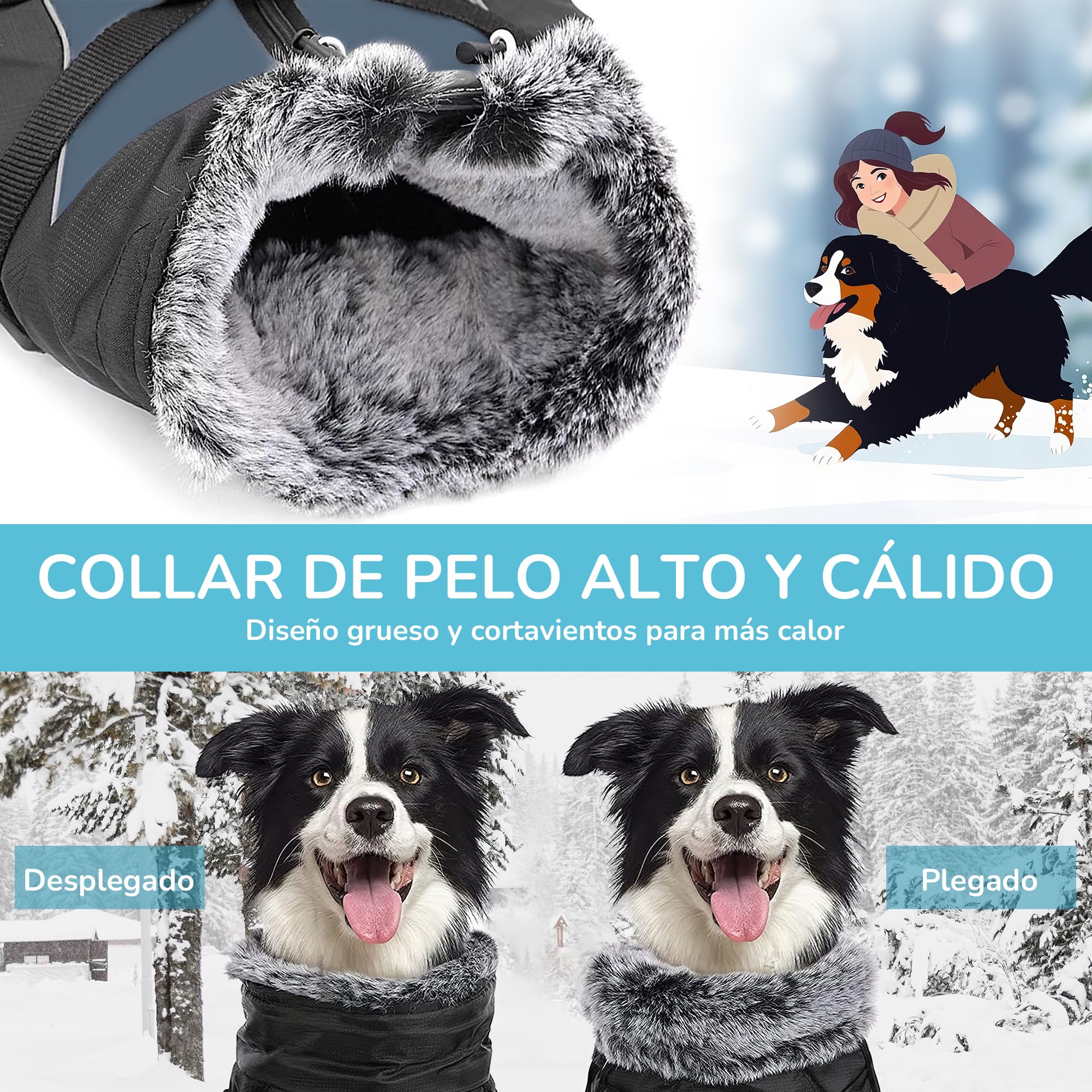 ALLSOPETS Abrigo para Perro Impermeable con Arnés Integrado y Bandas Reflectantes, Chaqueta de Invierno Cálida para Perros Medianos y Grandes (Gris Pizarra, 5XL)
