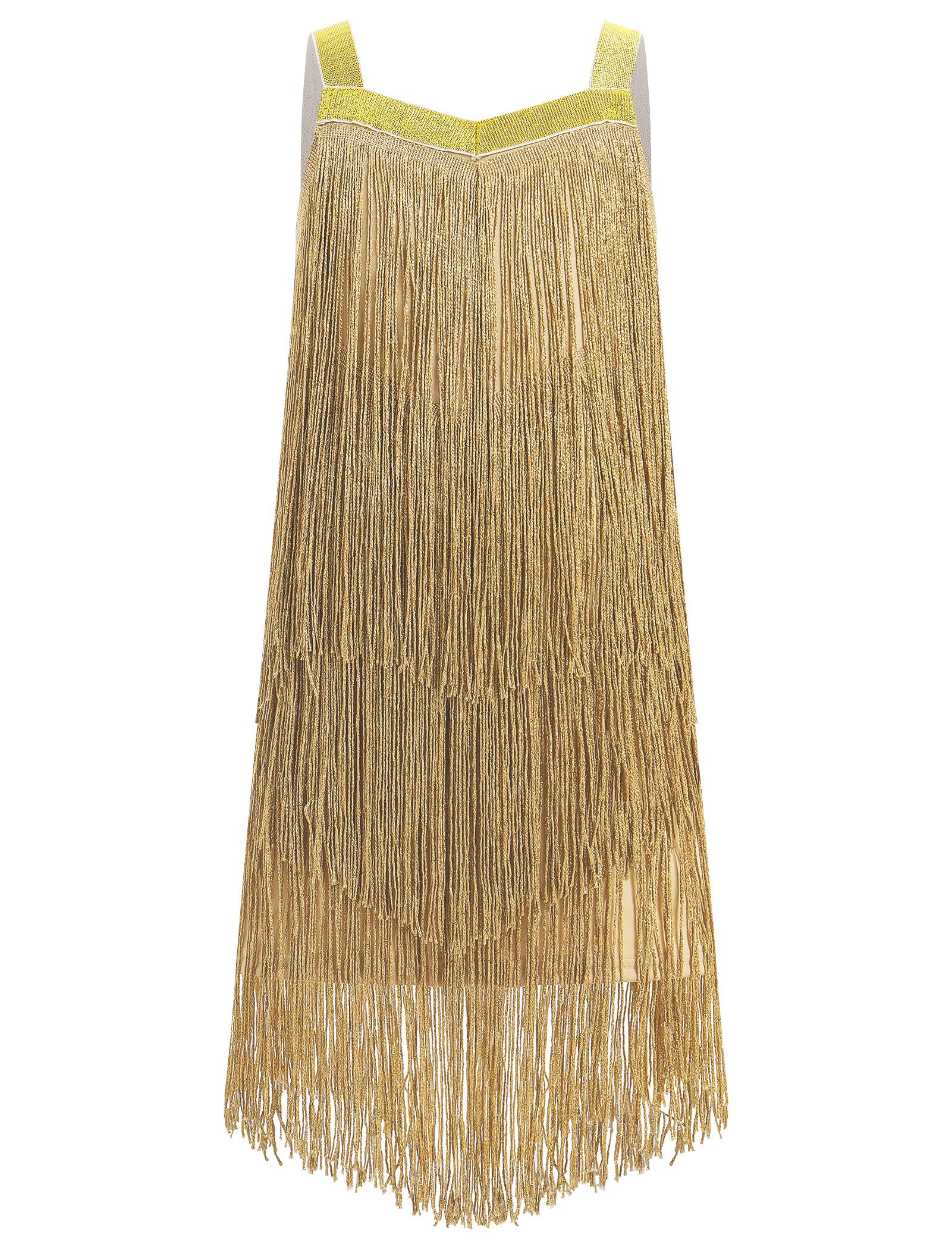 FYMNSI Kids Girls Flapper Dress Sparkly Sleeveless Sequins Tassel Fringe Twirly Dress Wide Straps Backless 1920s Disco Party Jazze Latin Dance Outfits Salsa Dancewear Halloween Costume Gold 10-11T