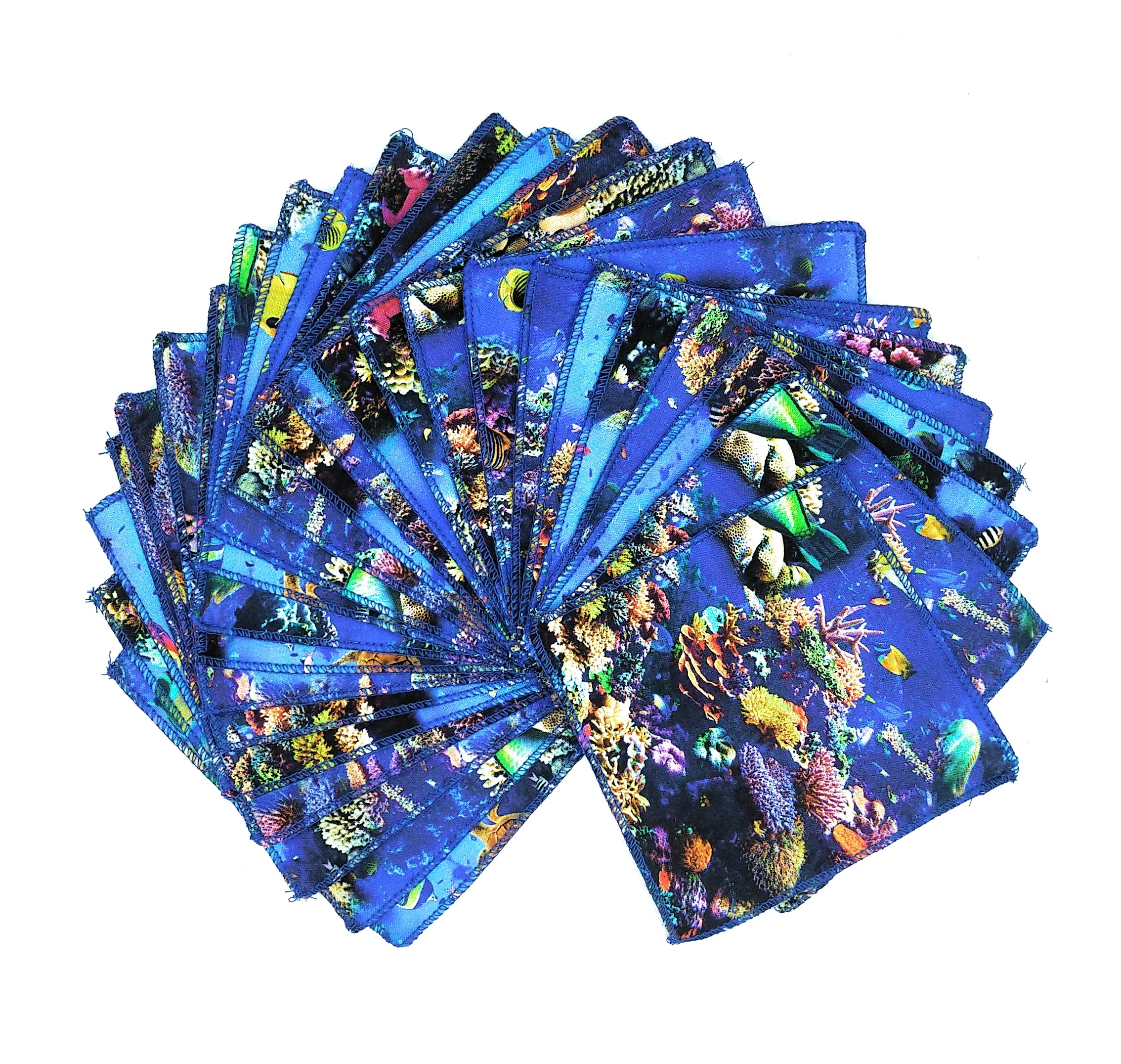 Annatek Floral Print Cotton Cocktail Napkin (Marine)