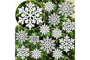 White and Silver Christmas Snowflake Ornaments (36-Pack)