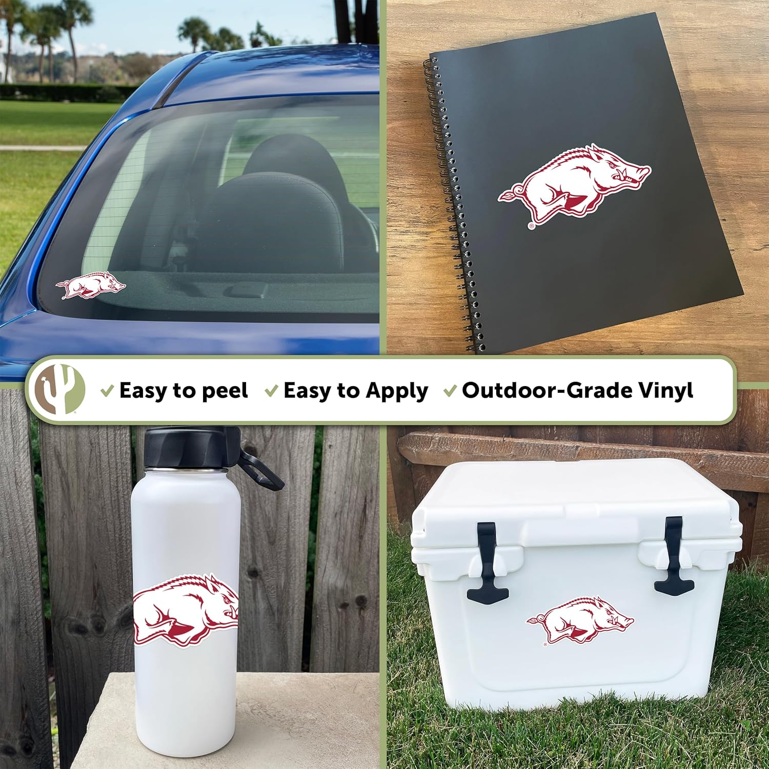 Desert Cactus University of Arkansas Sticker Razorbacks U of A Hogs Vinyl Decal Laptop Water Bottle Car Scrapbook (IND 3) - Image 2