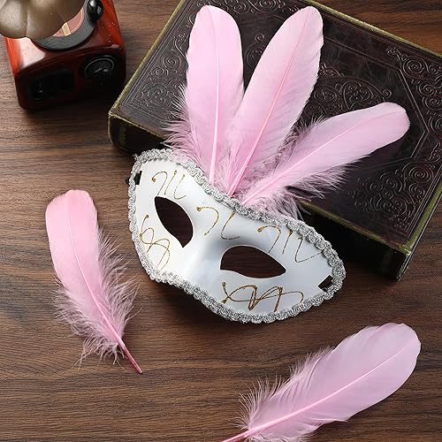 Miniatura 5 de Ballinger Plumas de ganso rosa para manualidades, 120 plumas de ganso de 6 a 8 pulgadas a granel para manualidades, alas de ángel, atrapasueños y