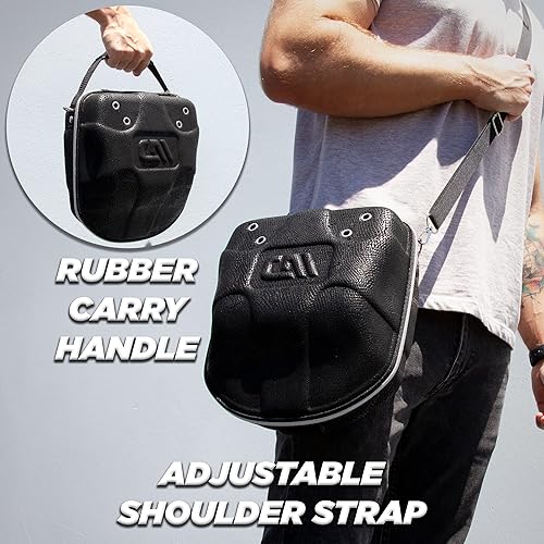 Miniatura 5 de CASEMATIX Estuche de viaje para hasta 4 gorras de béisbol con exterior rígido resistente a los golpes, correa de hombro ajustable y mango cómodo,