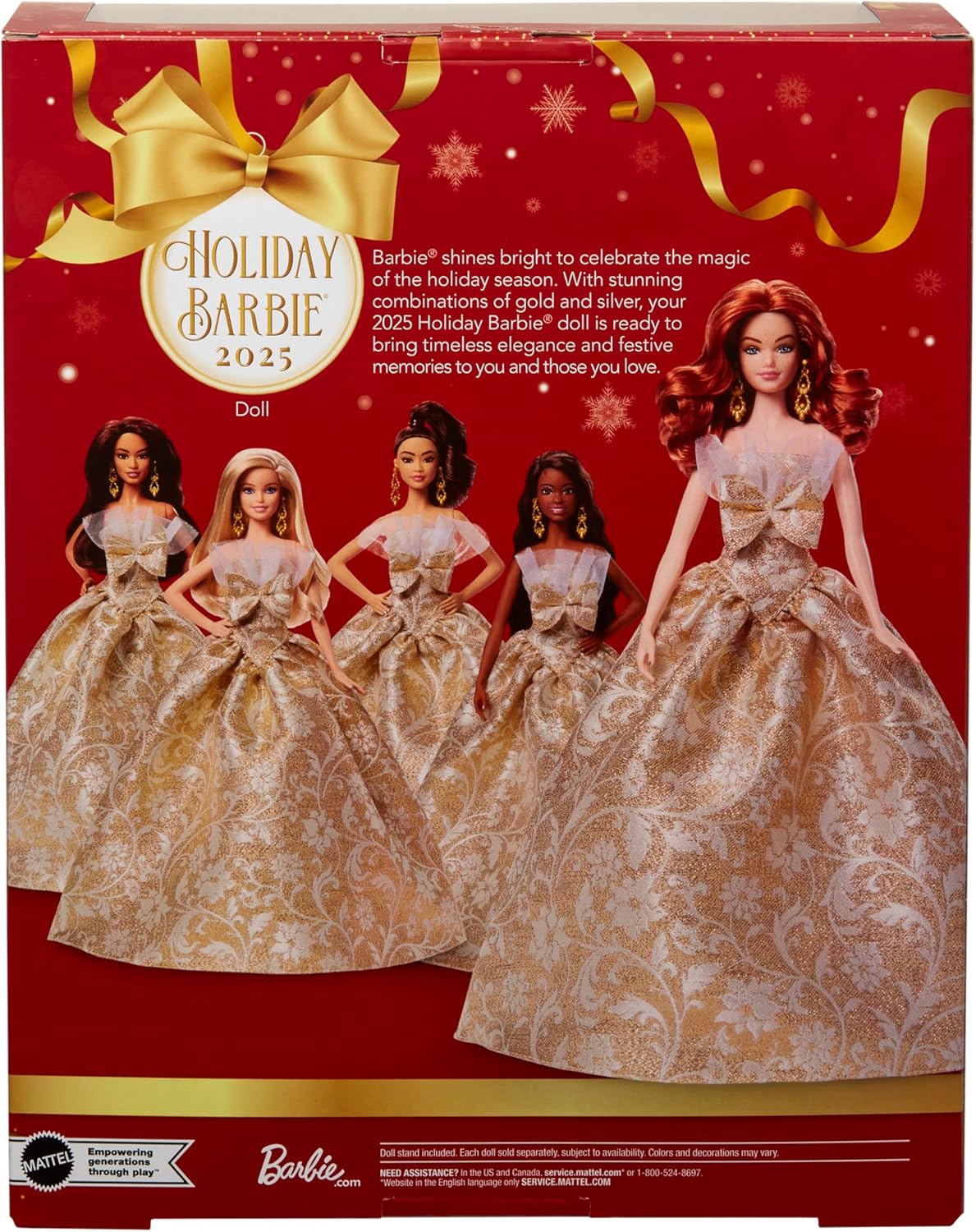 Barbie JBH99 Holiday Barbie Red Hair Signature Black Dress-up Doll and House, Pretend Play, for Ages 6 and Up, Gold