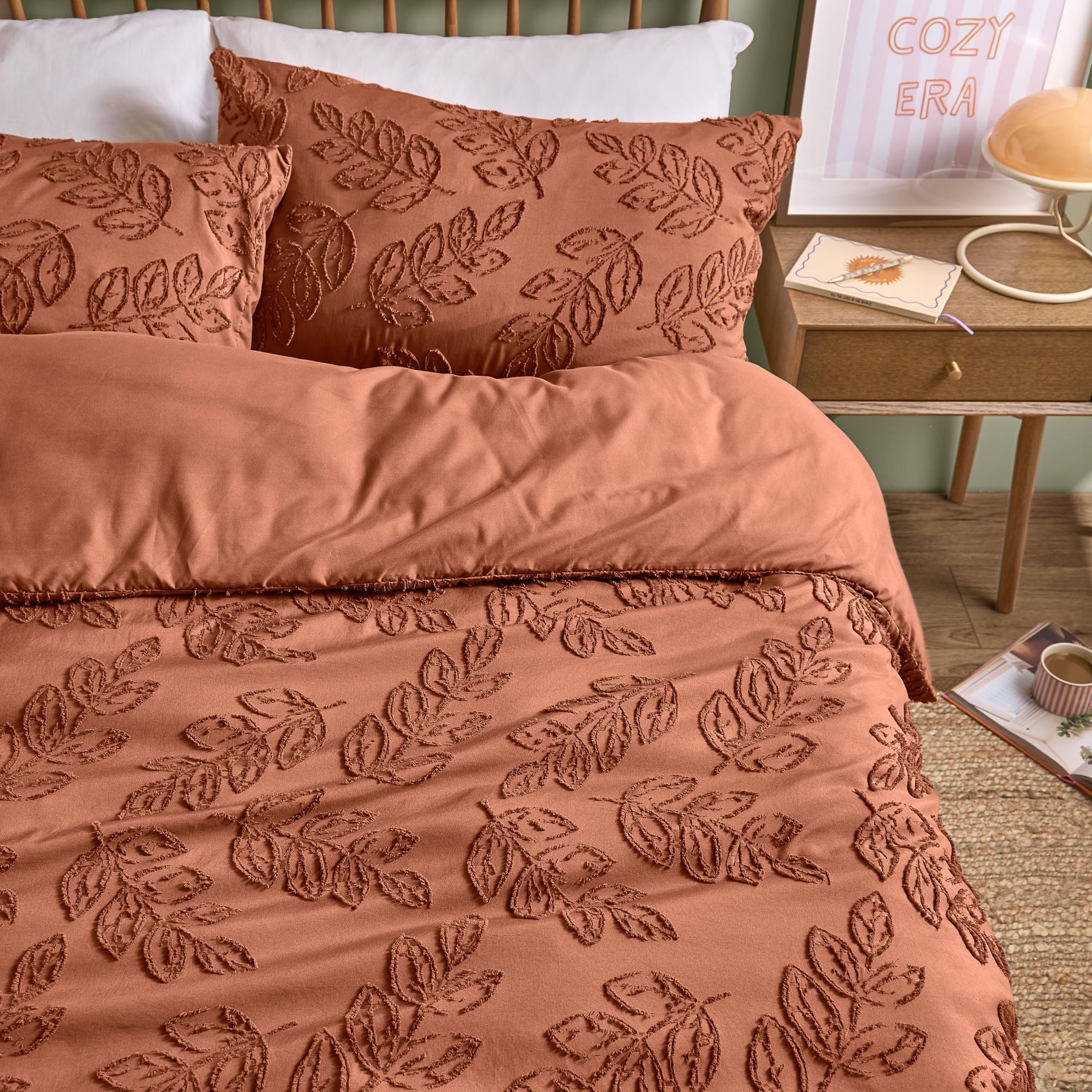 furn. Duvet Day Seville Leaf Duvet Cover Set (Rust - Super King)