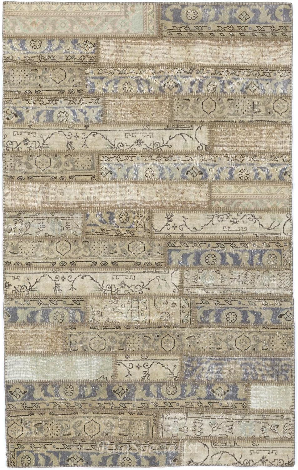 Hand-Made Patchwork Rug for Modern Interiors, Wool and Cotton Turkish Carpet. Custom Colors & Sizes Available. D711