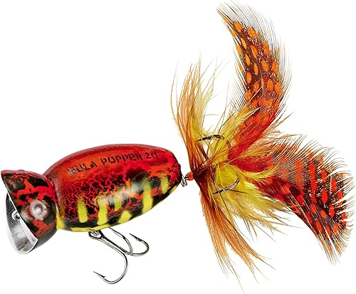 Miniatura 2 de Señuelo de pesca Hula Popper 2.0 Topwater con gancho agudo emplumado y cuerpo de patrón de grietas