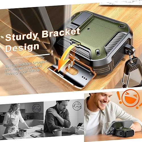 Miniatura 3 de R-fun Funda para AirPods Pro 2 con kit de limpieza, elementos de fibra de carbono, cubierta desplegable automática a prueba de caídas, soporte para