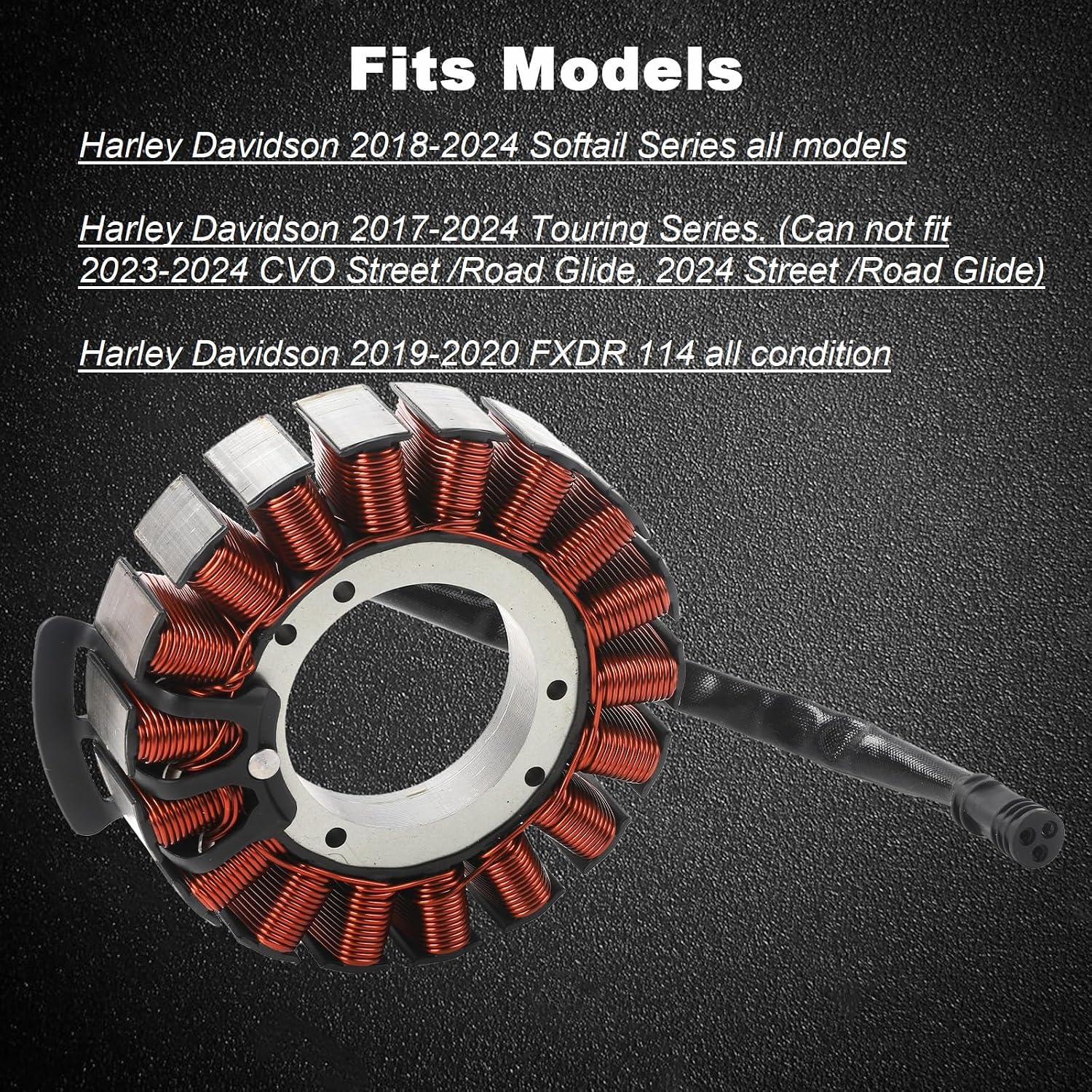 MINSTAR 29900042A Stator Assembly Fit For Harley Davidson 2018-2024 Softail Series, 2017-2024 Touring Series, 2019-2020 FXDR 114