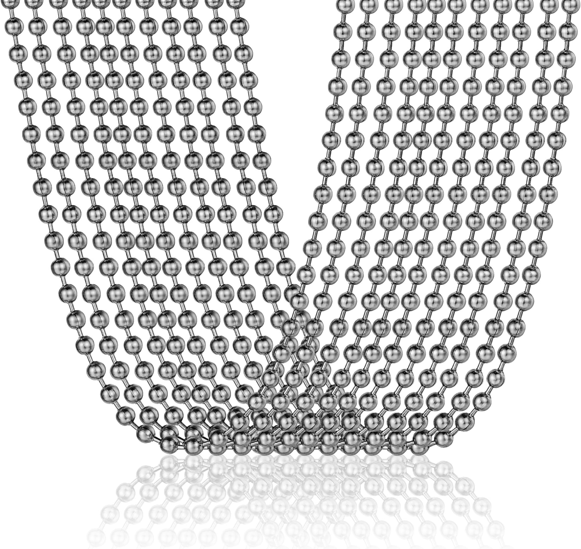 COCO Park316L Stainless Steel 24 Inch Military Bamboo Chain Necklace - Pet Tag Bead Chain Necklace 10pcs/Pack (Bead Ball Chain)โฆ