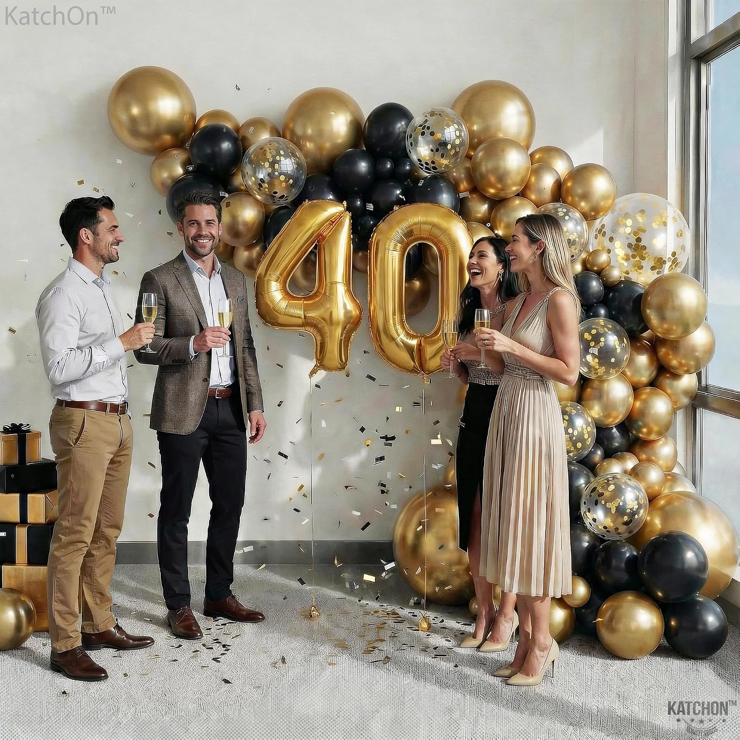 KatchOn, Black and Gold Balloon Arch Kit - 146 Pcs | New Years Balloon Arch | New Years Eve Party Supplies 2026 | Black and Gold Party Decorations | Black and Gold Wedding Decor, NYE Decorations 2026