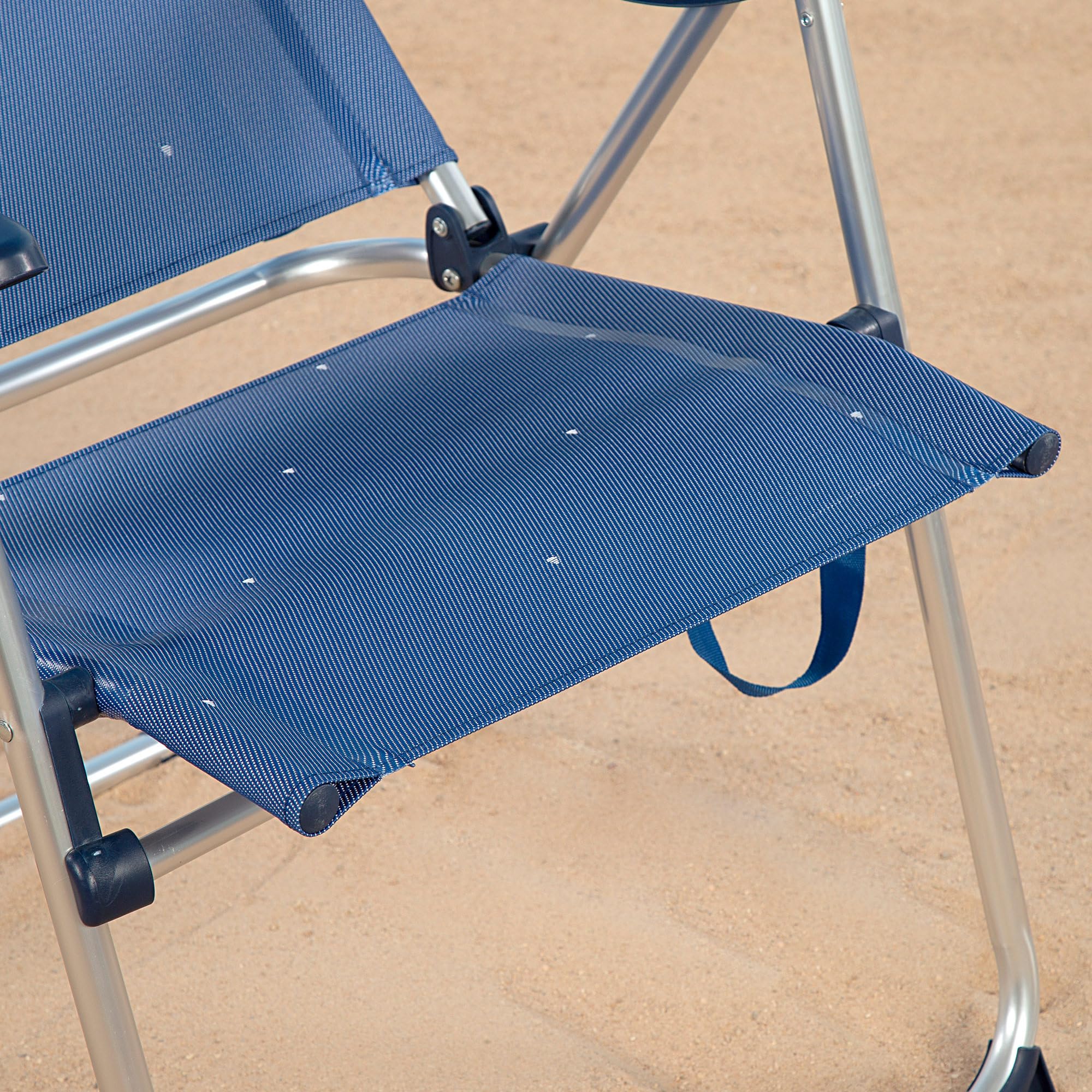 AKTIVE Lot de 2 chaises de Plage Pliantes, Aluminium et textilène, Dossier 4 Positions, Charge de 110 kg, poignées de Transport, Couleur Bleue, modèle La Palma (62414)