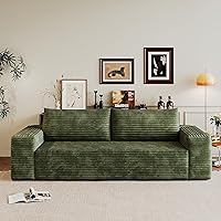 EAFURN 71 Inch Fluffy Corduroy Cloud Loveseat, 3-Seater Boneless Sofa with Wide Armrests, No Assembly Upholstered Floor Couch for Living Room
