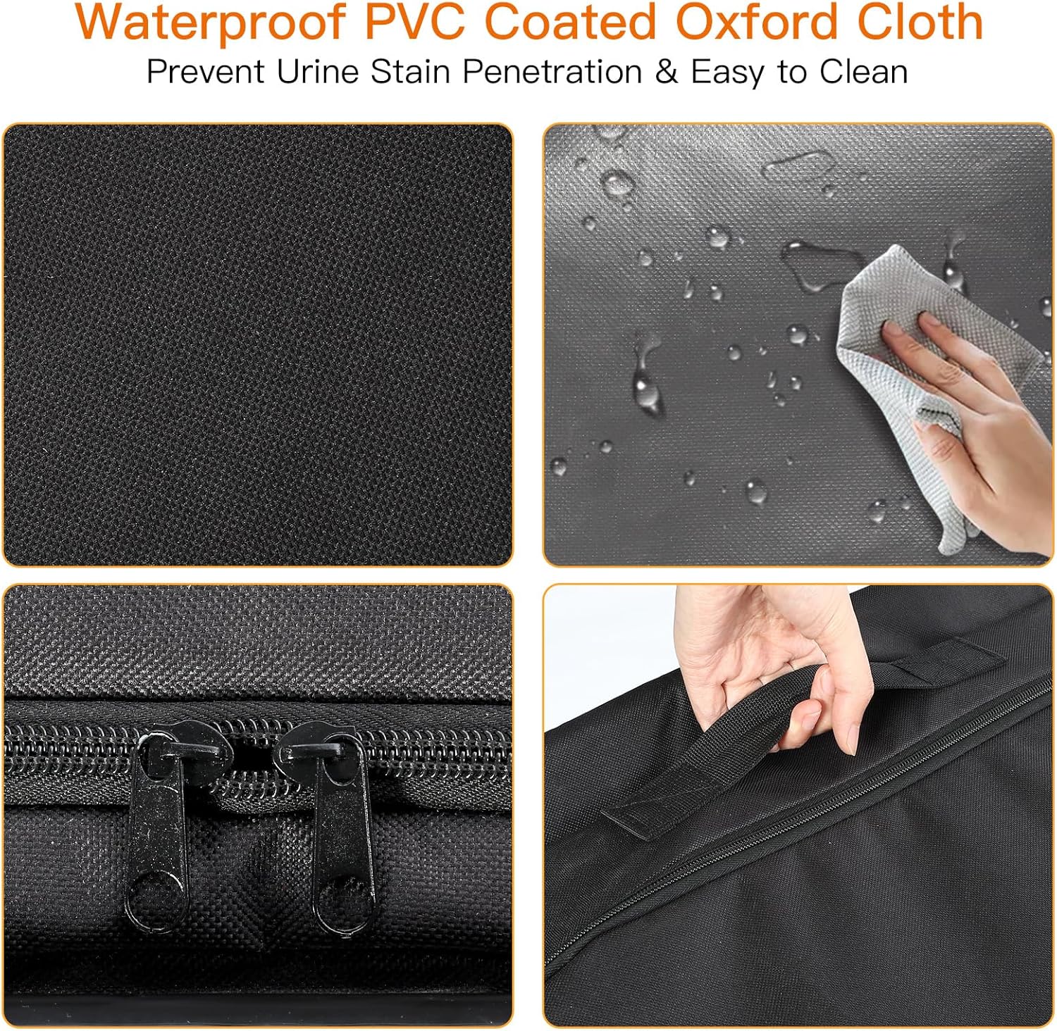 Large Cat Litter Box Enclosure 33”Lx21”Wx21”H, Hidden Litter Box Cover with Large Space, Cat Playpen House for Multiple Cats, Waterproof Inside, Easy Clean, Oxford Fabric, Black