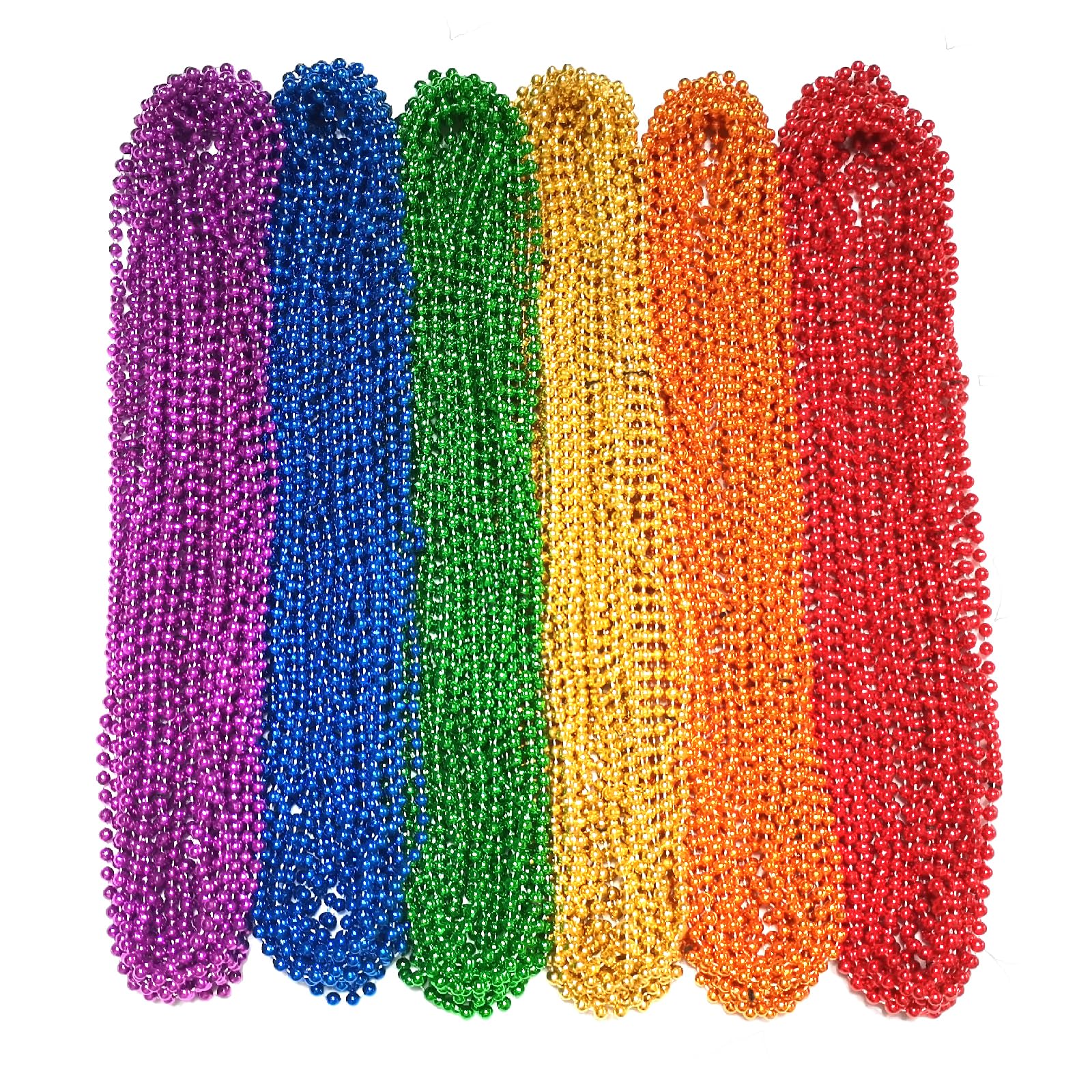 Becfupo 100 Pcs Pride Beads Necklaces Bulk, LGBTQ Metallic Rainbow Bead Necklaces For Pride Month Dress-up Accessories, Gay Lesbian Party Favors