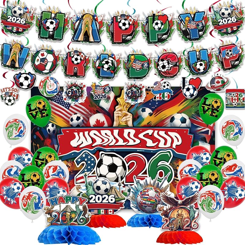 World Soccer Party Decoration, Complete Celebration Kit, Party Supplies for Football Fans, Soccer Celebrations