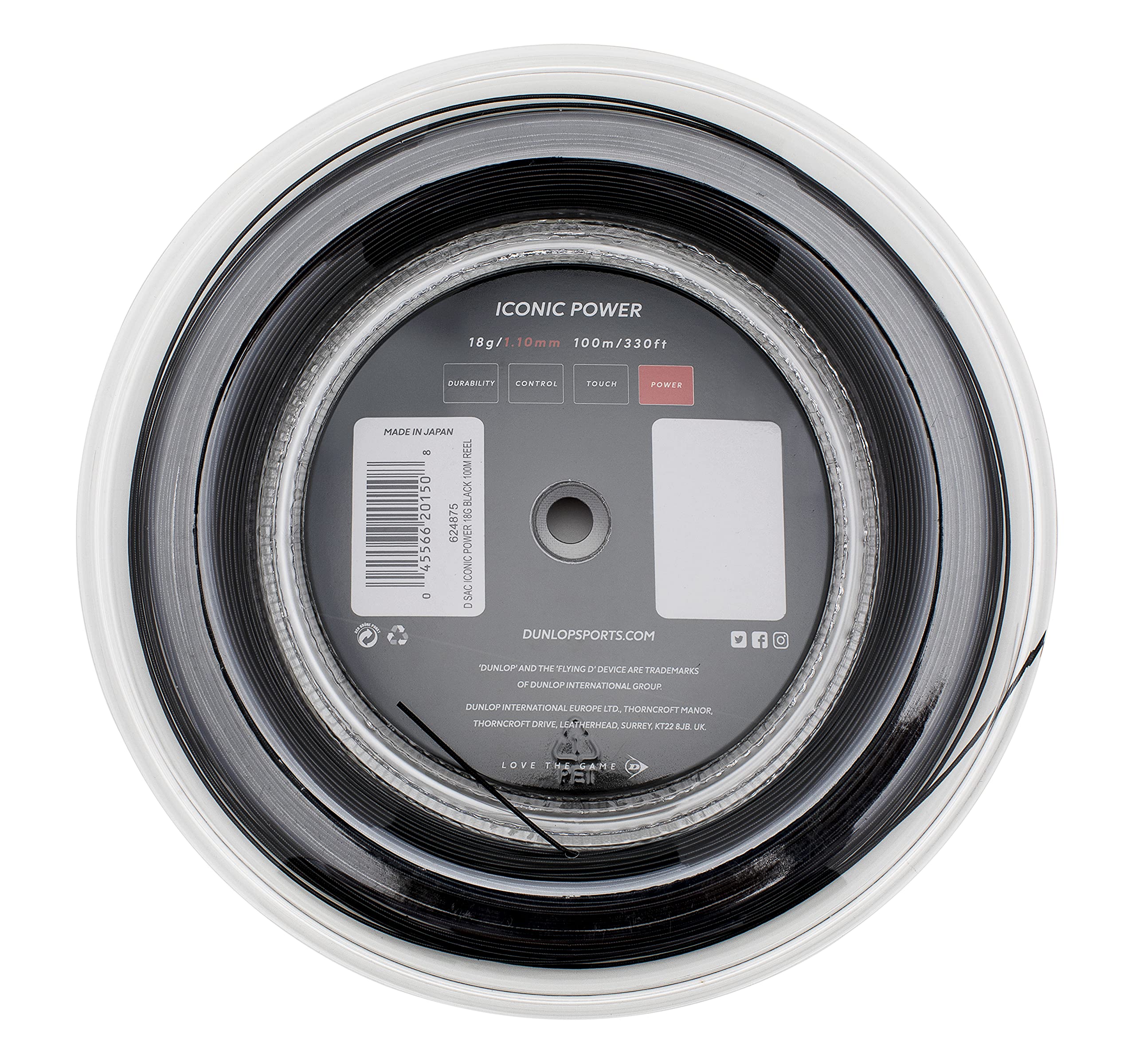 Dunlop Cuerda icónica de Power Squash, Carrete 18 g/1.10 mm, 100 m