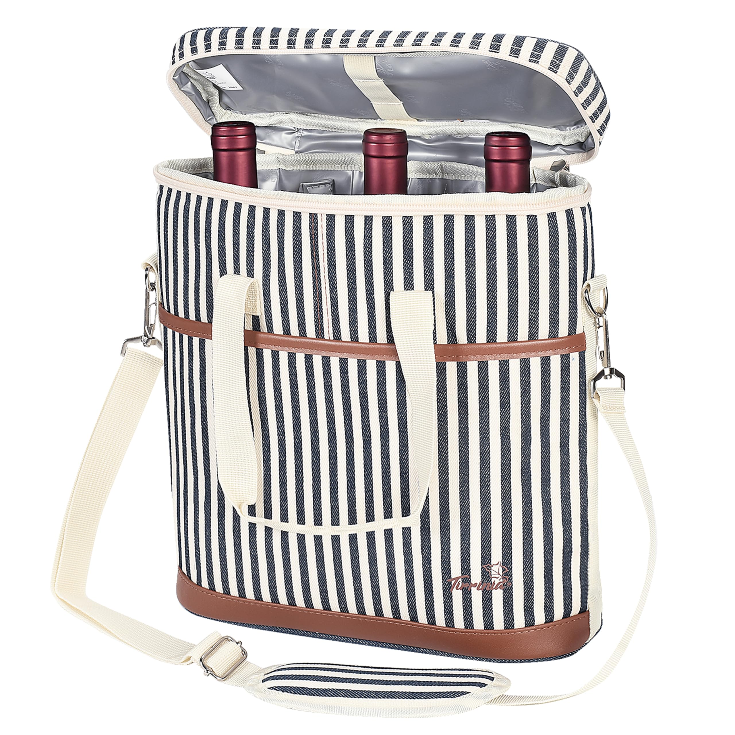 Kato Tirrinia 3 Bottle Wine Cooler Bag,Insulated Portable Leakproof Padded Wine Bag Carrying Wine Bottle Protectors with Strap for Picnic Travel Beach Camping Gift for Wine Lovers
