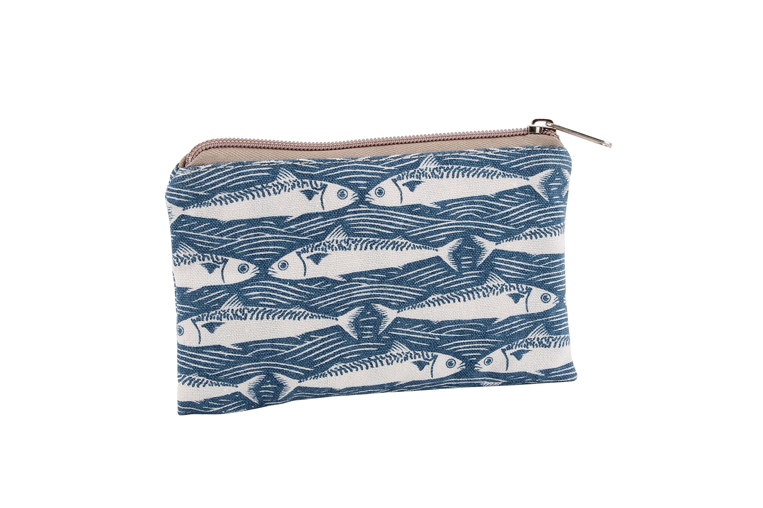 Canvas Fish Print Zipped Purse