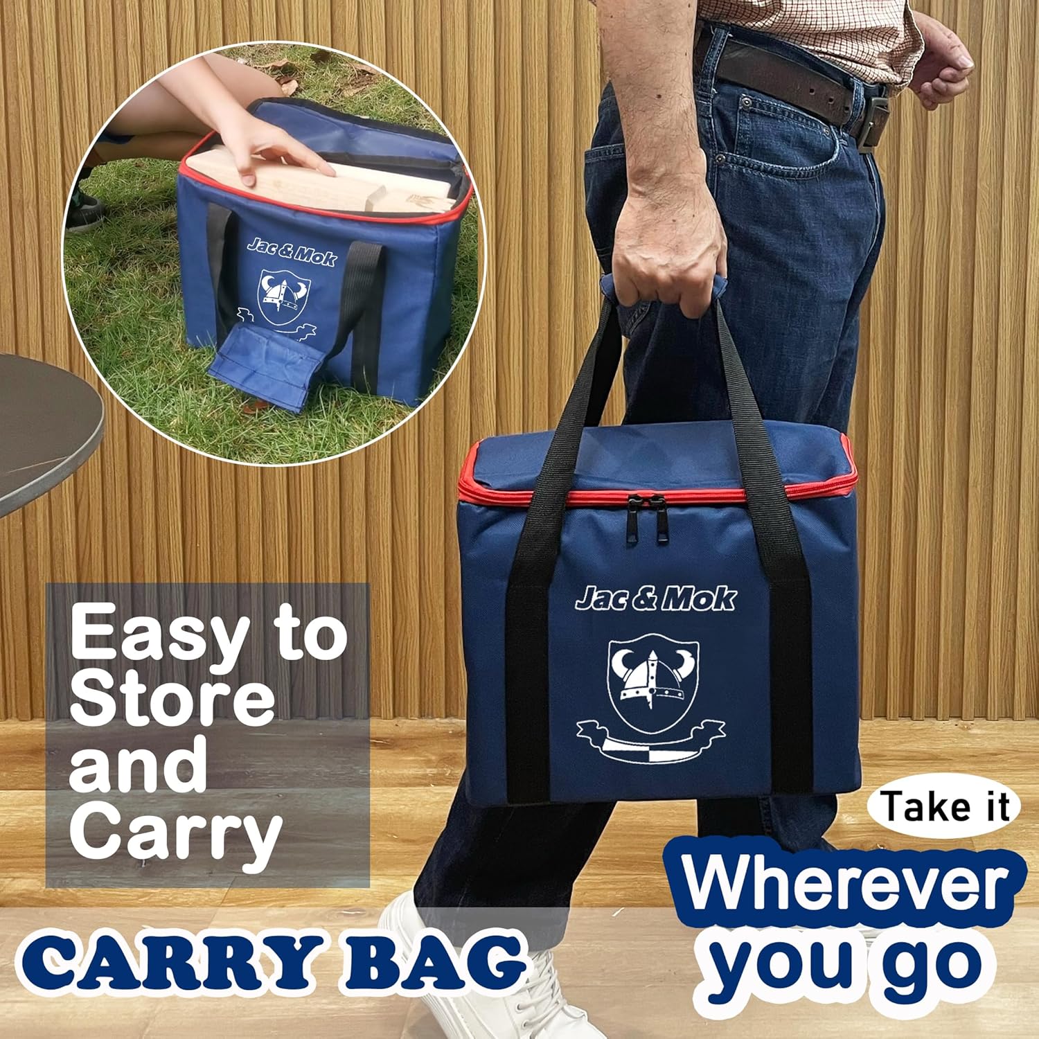 Kubb Game Set - Hardwood Viking Games - KUBB Throwing Outdoor Games (with Carry Bag, Regulation)