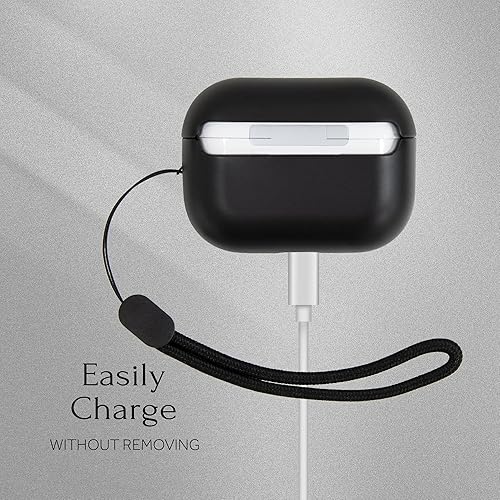 Miniatura 6 de COLLECTIVE HOME - Funda negra para AirPods Pro de 1 y 2 generación, diseño de letra personalizado, elegante y seguro con cordón, material de TPU