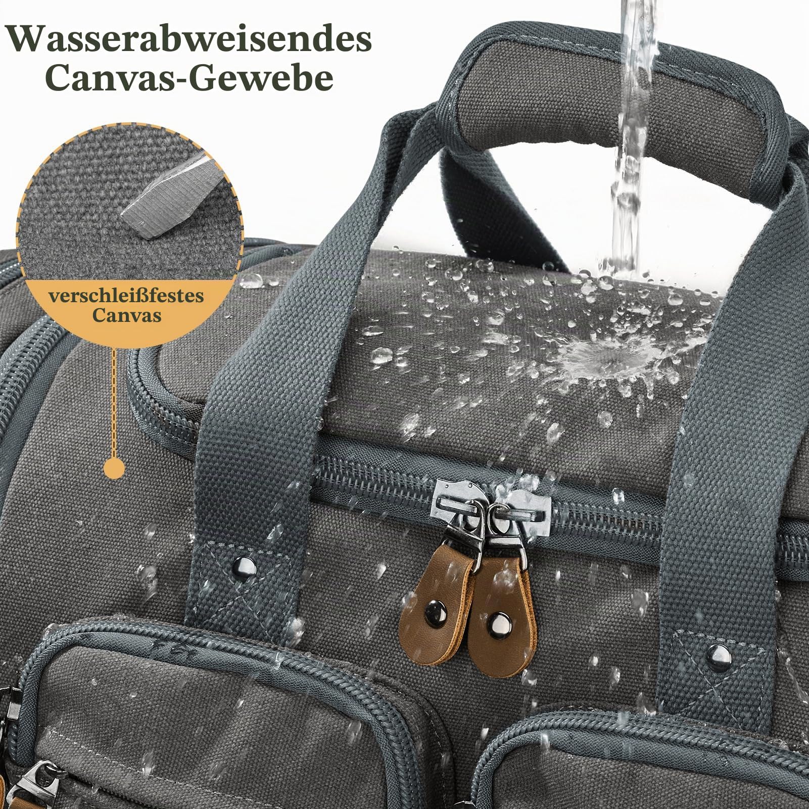 Gonex Canvas Reisetasche für Reisen, erweiterbar, wasserabweisend, 50L Handgepäck Duffeltasche für Übernachtung, Wochenende, Fitnessstudio mit Nass-Trocken-Trenntasche und Koffergriff-Hülle, grau