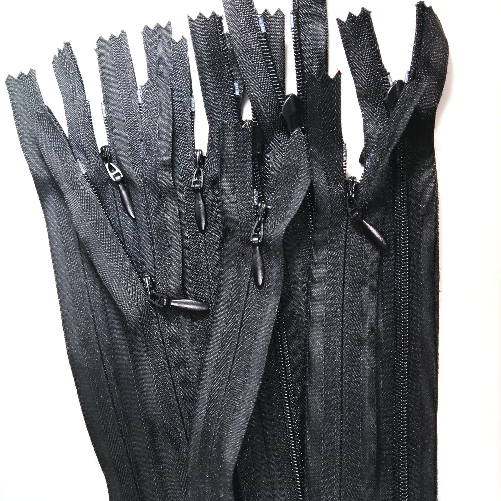 Leekayer 16 Inch Black Nylon Invisible Zippers, 25 PCS Bulk, DIY Sewing, Crafts, Bags, Coat, Repair, 16inch