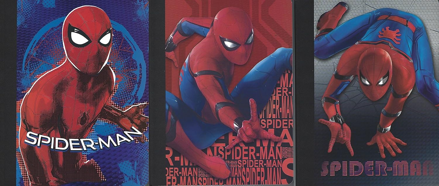 Marvel Spiderman Composition Notebooks 100 Wide Ruled Sheets 3 Different Designs Pack Bundle For Back To School Supplies