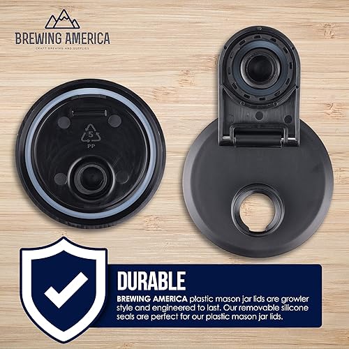 Miniatura 5 de Brewing America Tarro anidable con tapa para beber como taza de viaje, 1 pinta (16 onzas) con tapa negra en boca ancha tarro de masón, vaso de