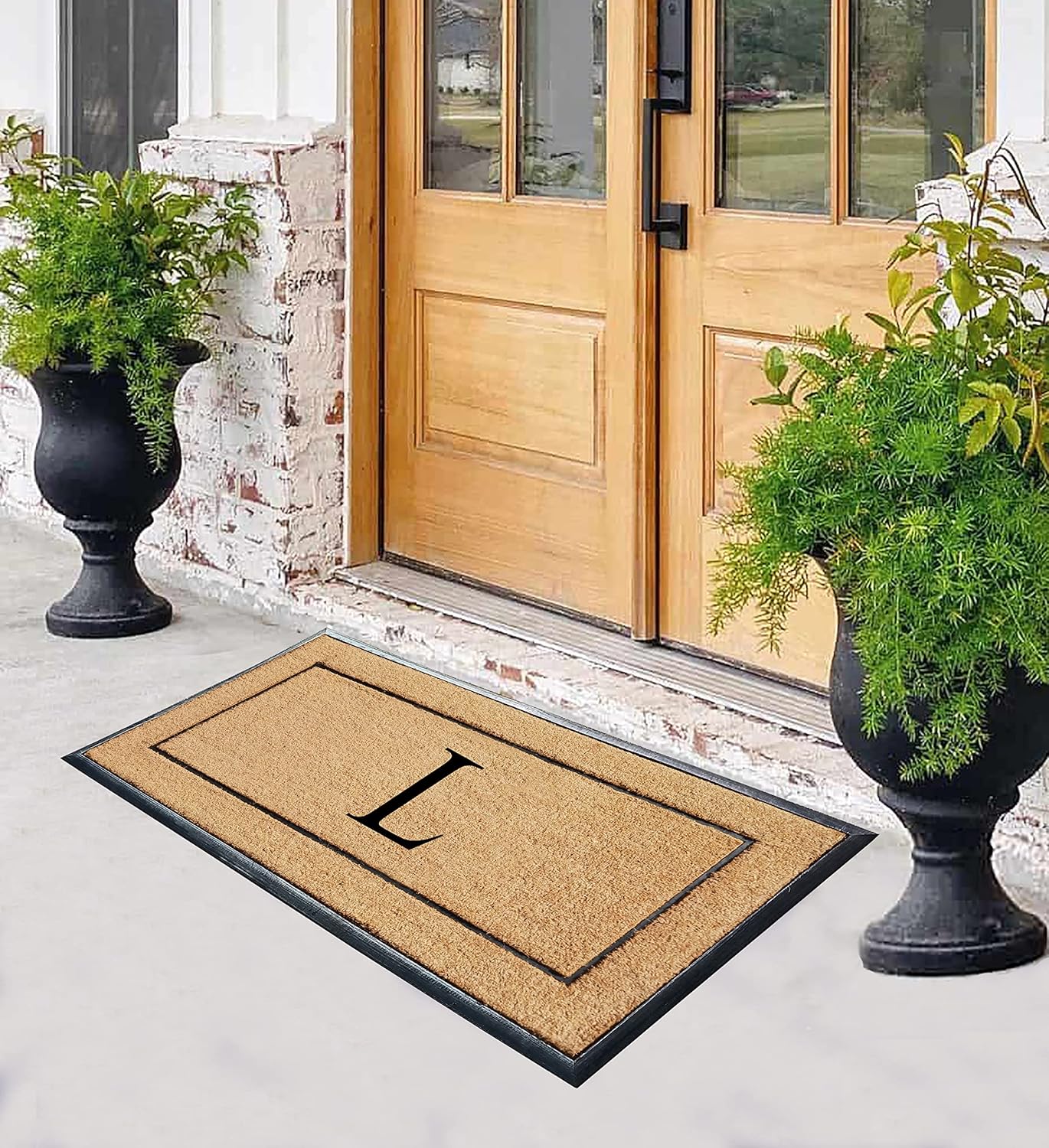 A1HC Natural Coir & Rubber Large Monogrammed Doormat, Thick Durable Entry Mats for Entrance Heavy Duty, Thin Profile, Long Lasting Front Door Mat - 30"x60"