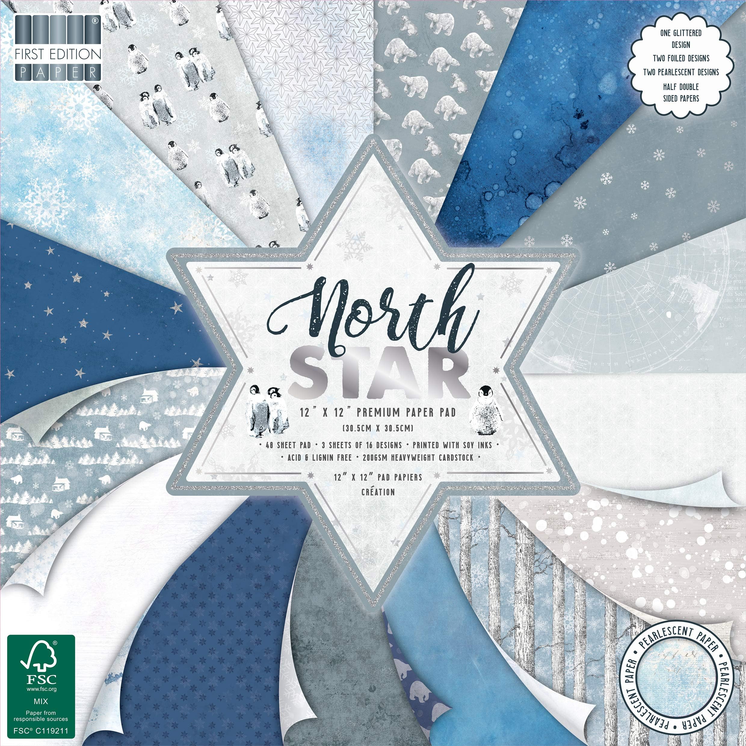 First Edition FSC 12x12 Christmas Paper Pad-North Star, Multicolour, 12"x12"