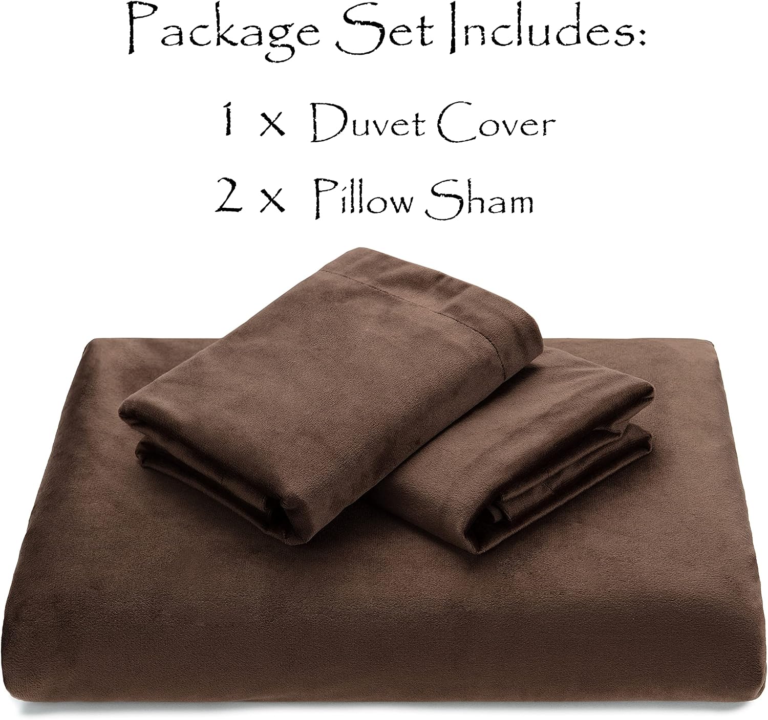 Chanasya Premium Velour Velvet Duvet Cover Set - Duvet Cover (90” x 90”) & 2 Pillow Shams (20” x 26”) - 3-Piece Set - Mink, Queen Size