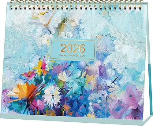 Calendario de escritorio 2026  Calendario de escritorio con tapa de pie 2026, enero de 2026 a diciembre de 2026, 9.8 x 8.3 pulgadas, calendario de
