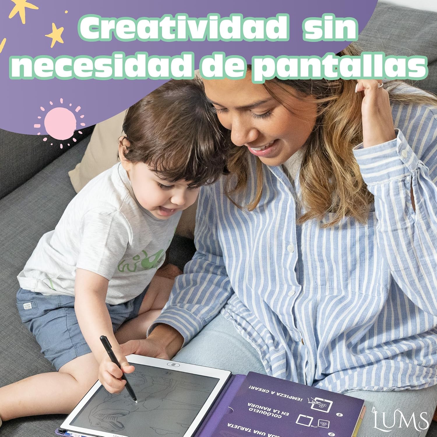 LUMS Children's Magic Board 11 Inches - 40 Cards with Numbers, Letters, Figures and Drawings - Free Downloadable Templates - Educational and Creative Gift for Children 3-6 Years Old - Montessori Toy