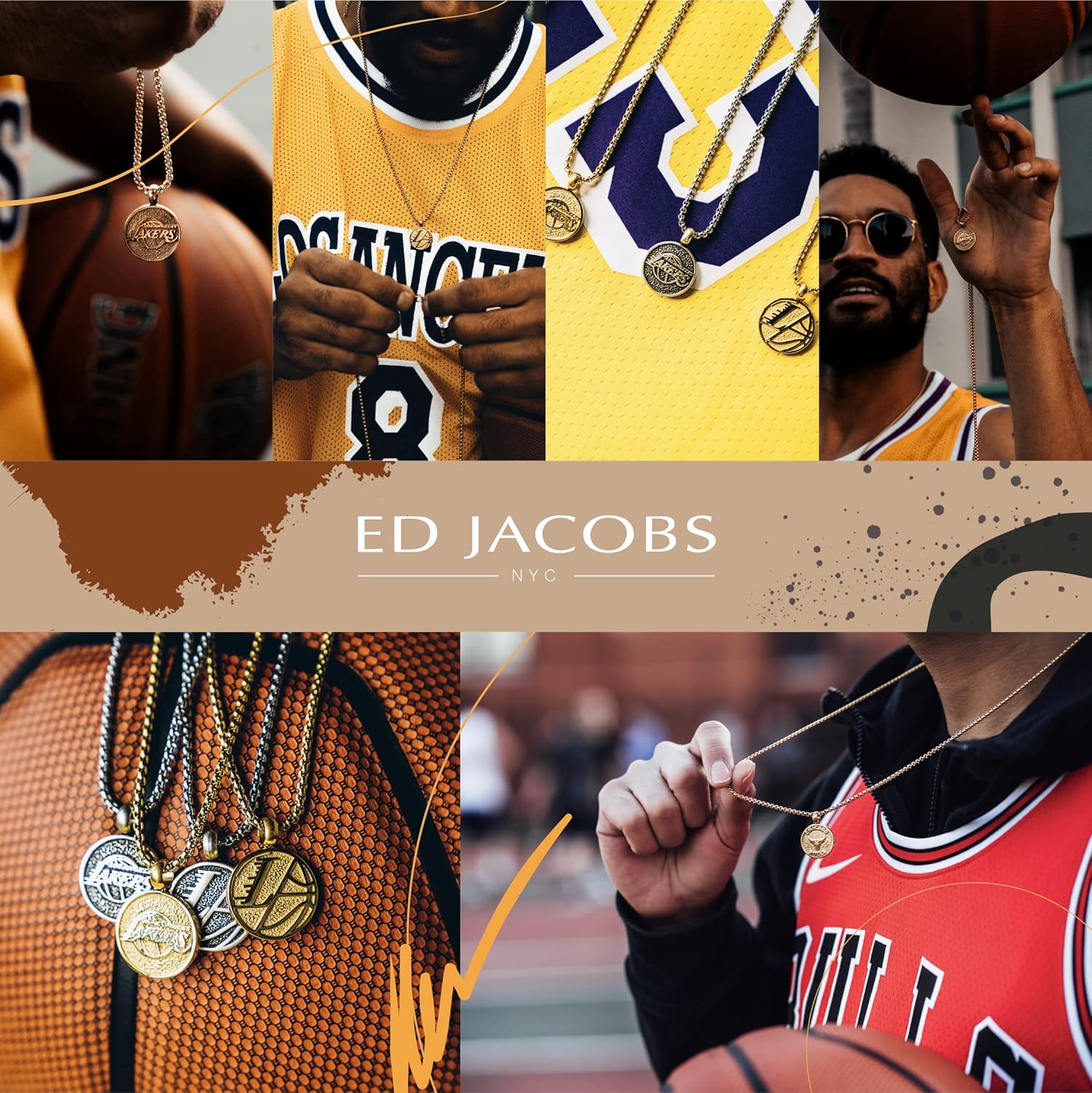 NBA Los Angeles Lakers Pendant Necklace Gold NBA Necklace for Men or Women – Stainless Steel Basketball Necklace