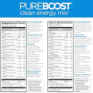 Pureboost Sugar-Free Clean Energy Booster, Combo Pack 30 Count, Refreshing Energy Drink Mix with B12 Vitamins, Electrolytes, Antioxidants, No Sucralose