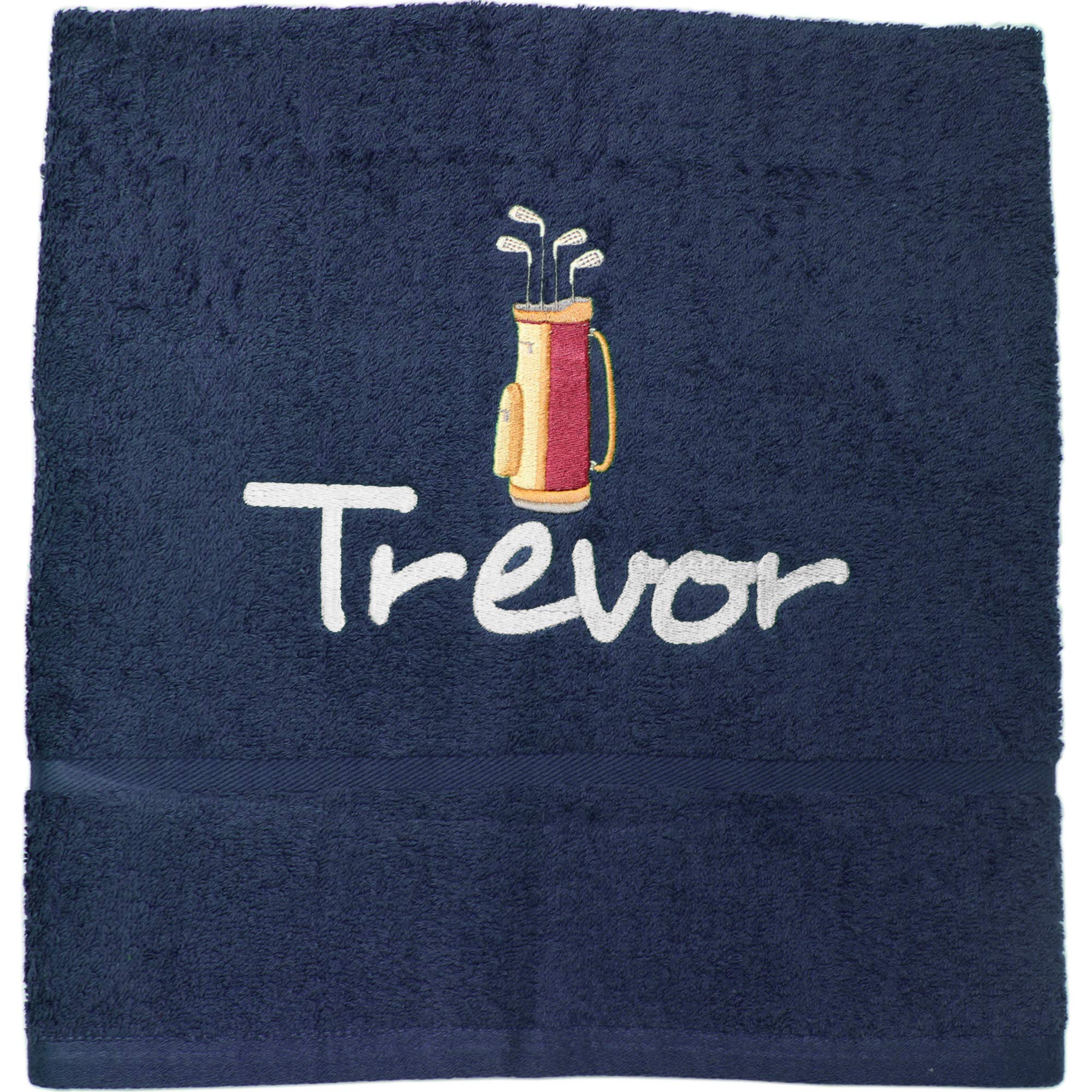 TeddyTs Personalised Cotton Embroidered Golf Bag Accessory Towel (Navy Blue)