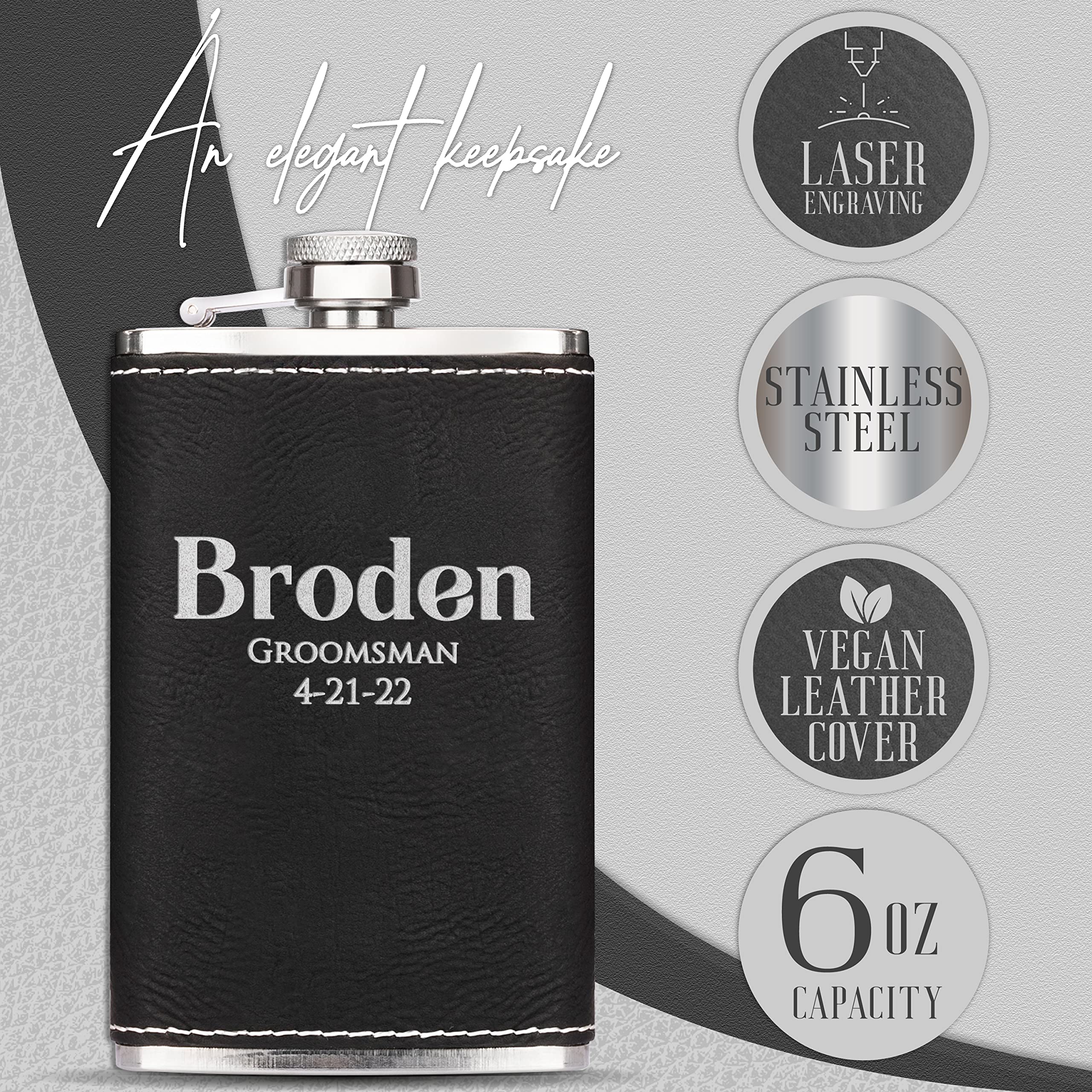 6oz Masonic / Mason Shriners Vinyl Wrap Stainless Steel Flask (3)