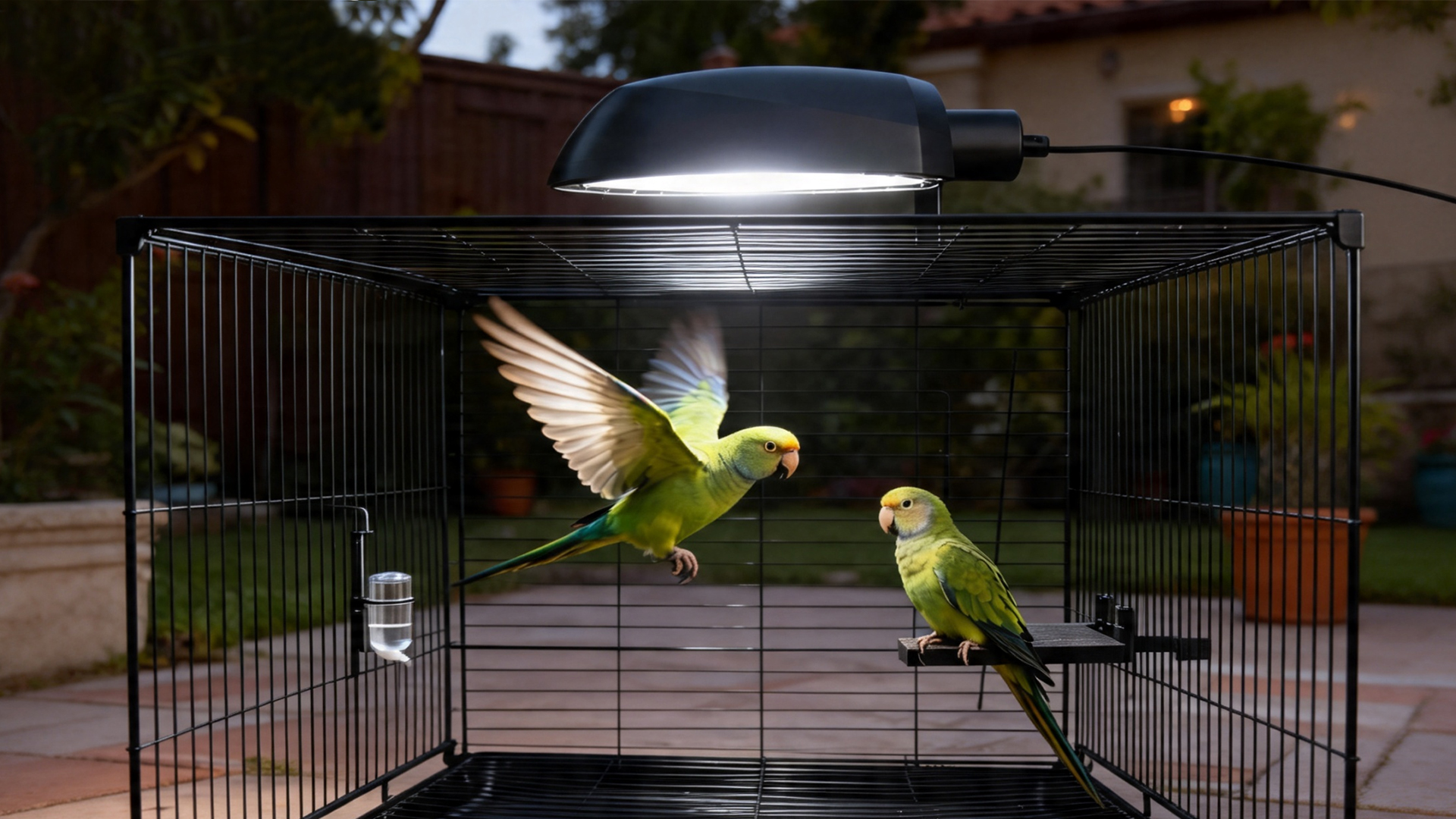 Image of Bird Cage Light Fixture Combo Kit with Adjustable Timer,Lamp Hood with 2.4% UVB UVA 20W Compact Fluorescent Bulb for All Kinds Captive Birds Reptiles