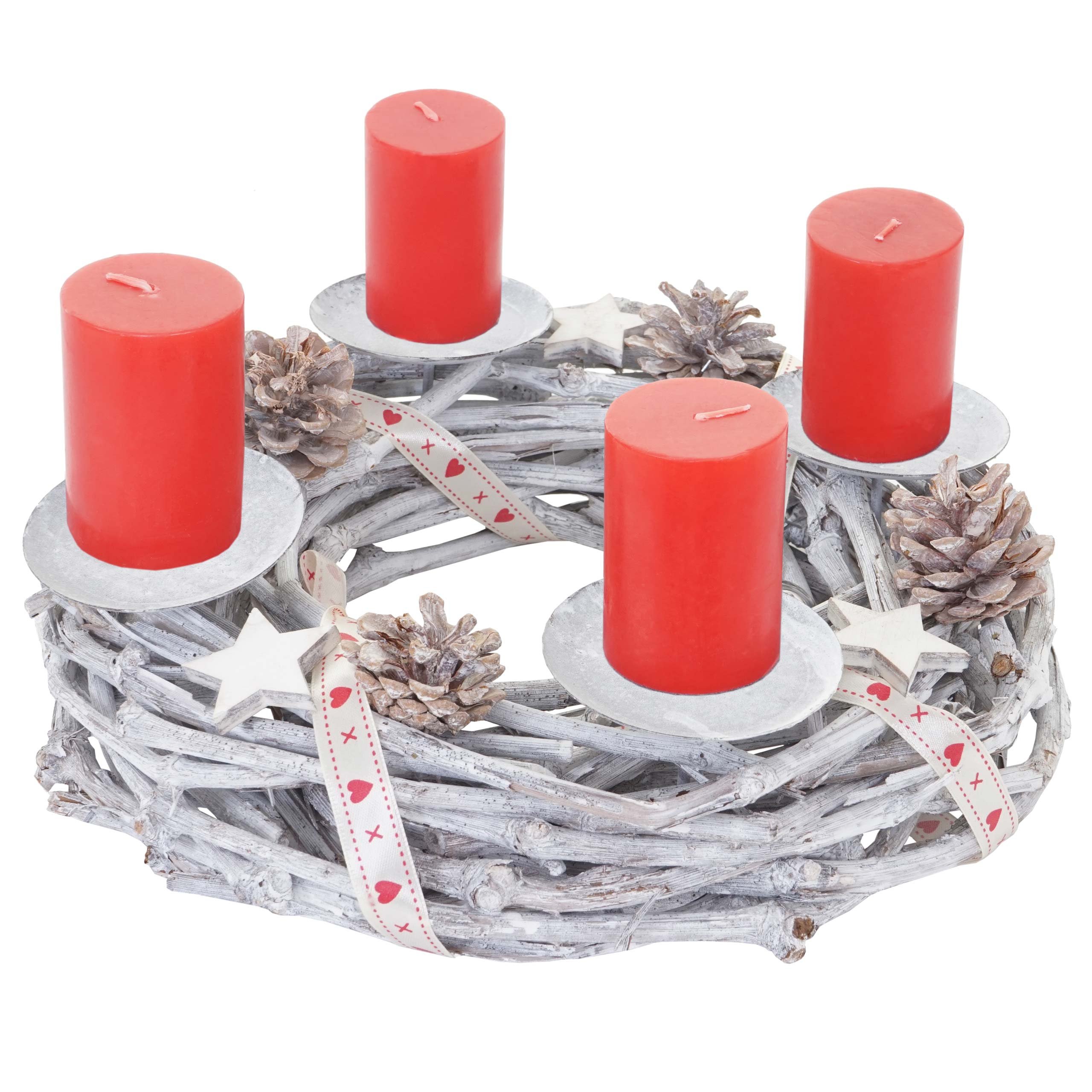 Mendler Corona de Adviento redonda con velas, color rojo