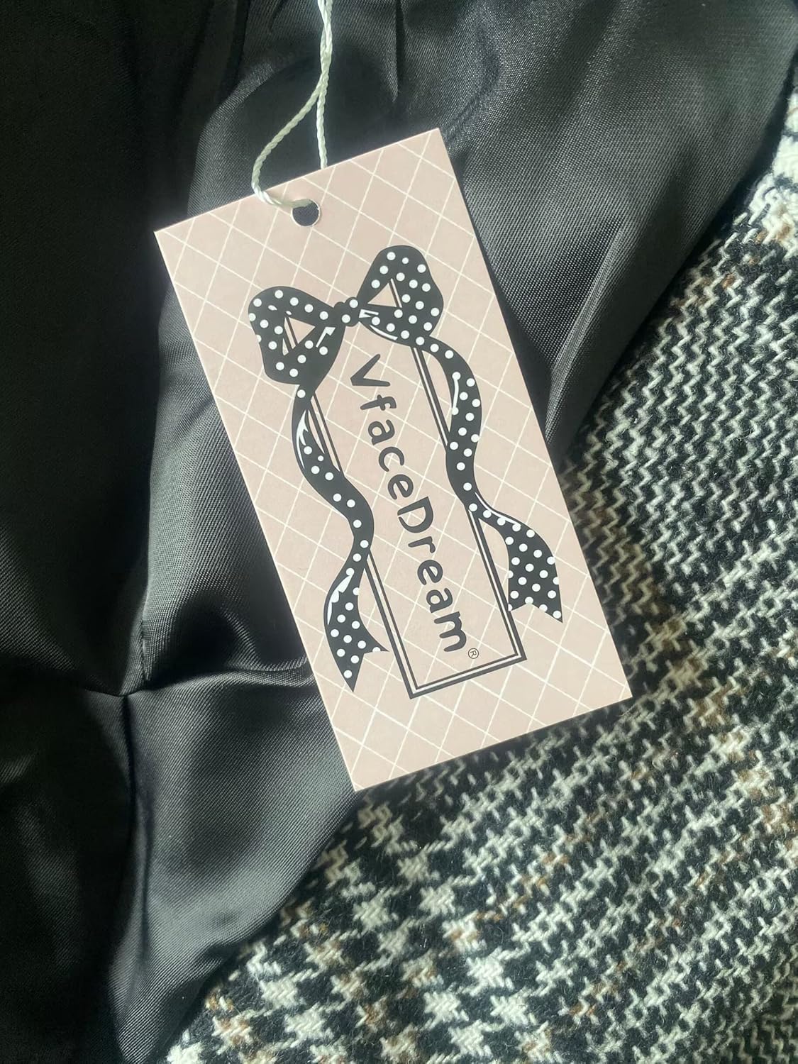 Face Dream Women Classic Lattice Winter Overcoat Lapel Double Breasted Woolen Long Coat