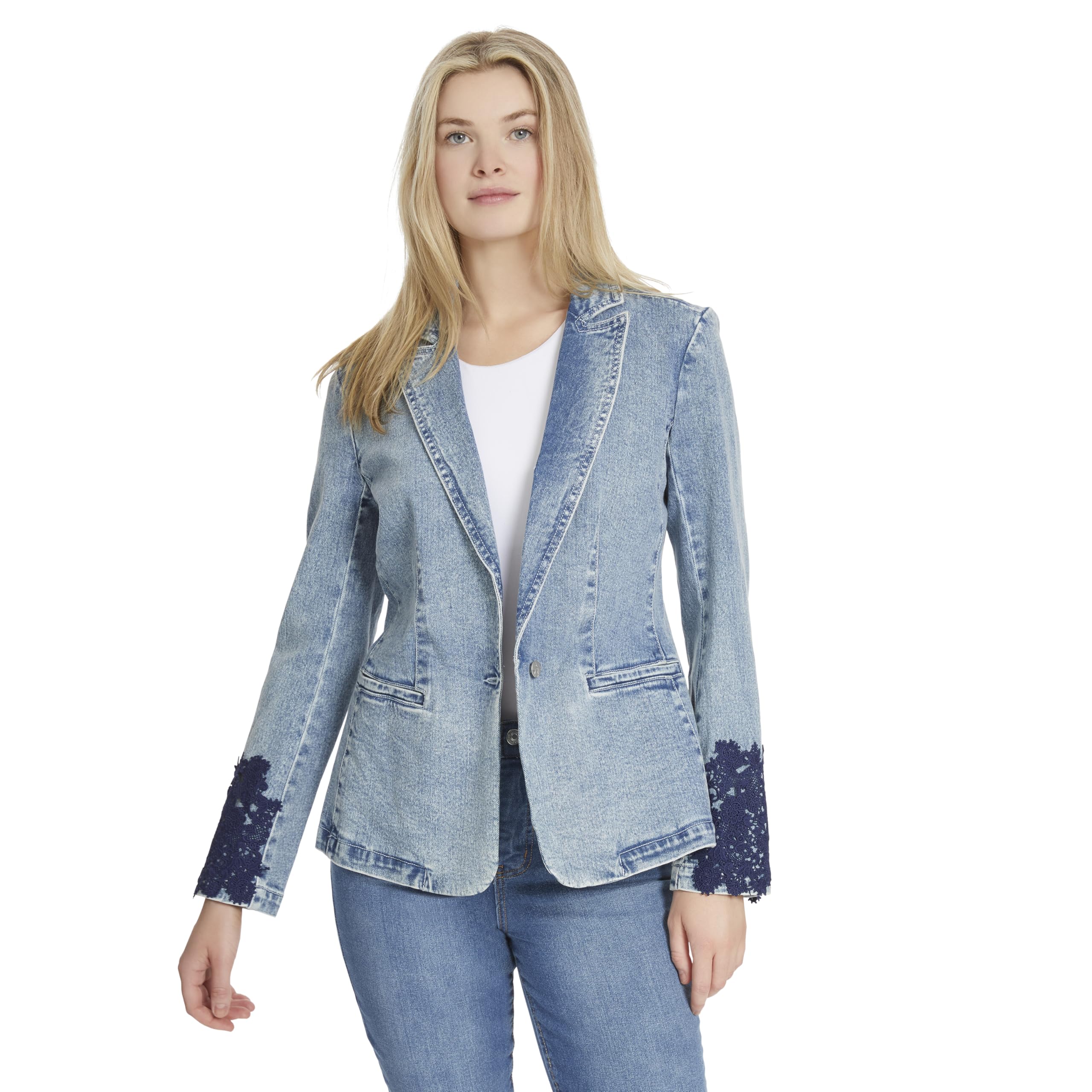 Jessica Simpson Womens Fitted Blazer with Single Button Front and Notch Collar Lapel Standard
