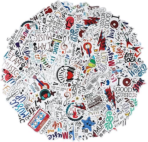 300 calcomanías musicales, calcomanías de vinilo motivacional, impermeables, para botellas de agua, portátiles, álbumes de recortes de pared,