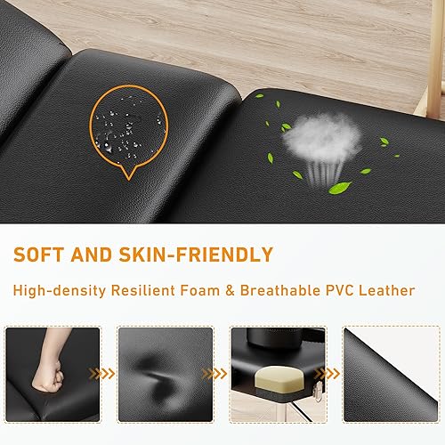 Miniatura 5 de Mesa de masaje portátil de 84 pulgadas de largo y 24 pulgadas de ancho, sofá de masaje reclinable profesional, de aluminio, ajustable, para