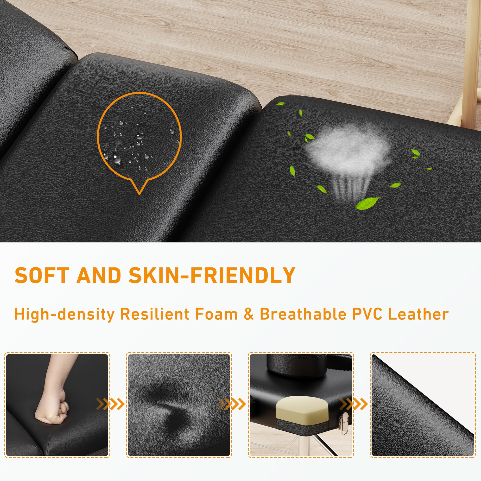 Brelley Mobile Massageliege Klappbar 3 Zone, Höhenverstellbare Professionelle Massagetisch mit Kopfstütze Armlehnen, Für Spa Salon Tattoo Schönheit