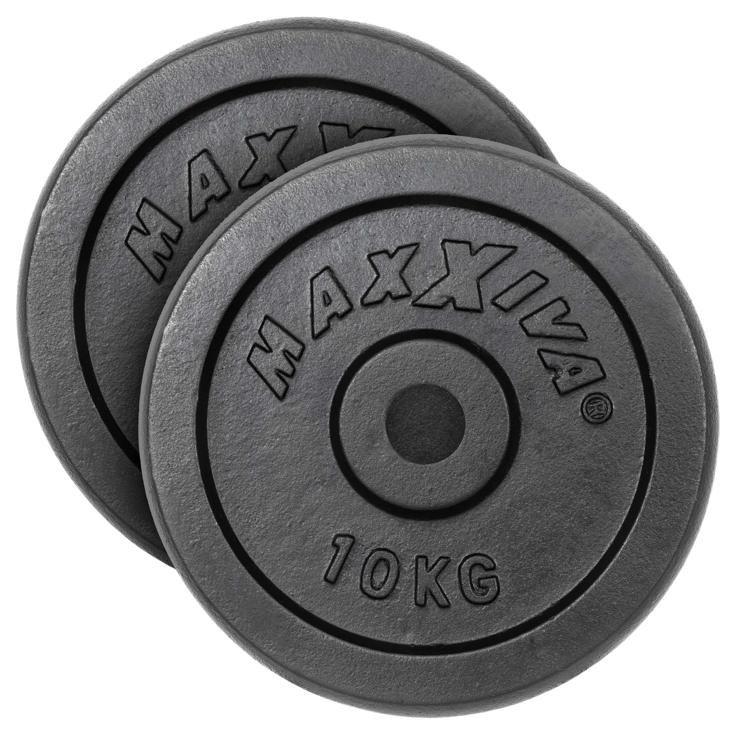 Hantelscheiben 2er Set Gewichtsplatte je 10 kg 100% Gusseisen schwarz 20 kg Fitness Krafttraining Bodybuilding Workout Gewichtheben Reha